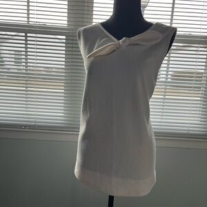 Elegant Soft cream Sleeveless Top with diagonal bow